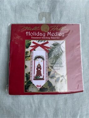 NWT Mill Hill Holiday Medley Shepherdess angel stitching band cross stitch kit